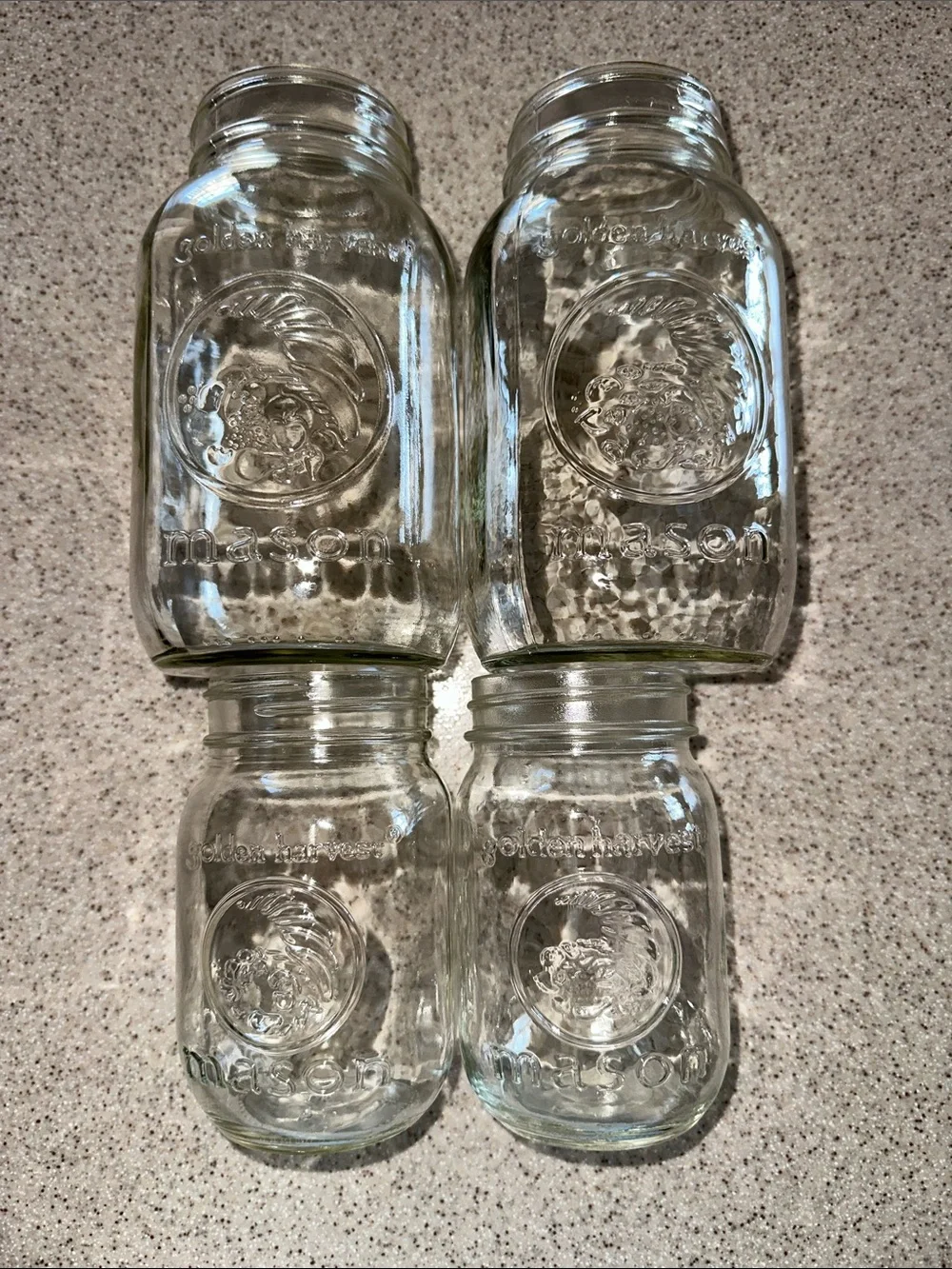 VINTAGE 4 Golden Harvest Mason Jars Set VTG
